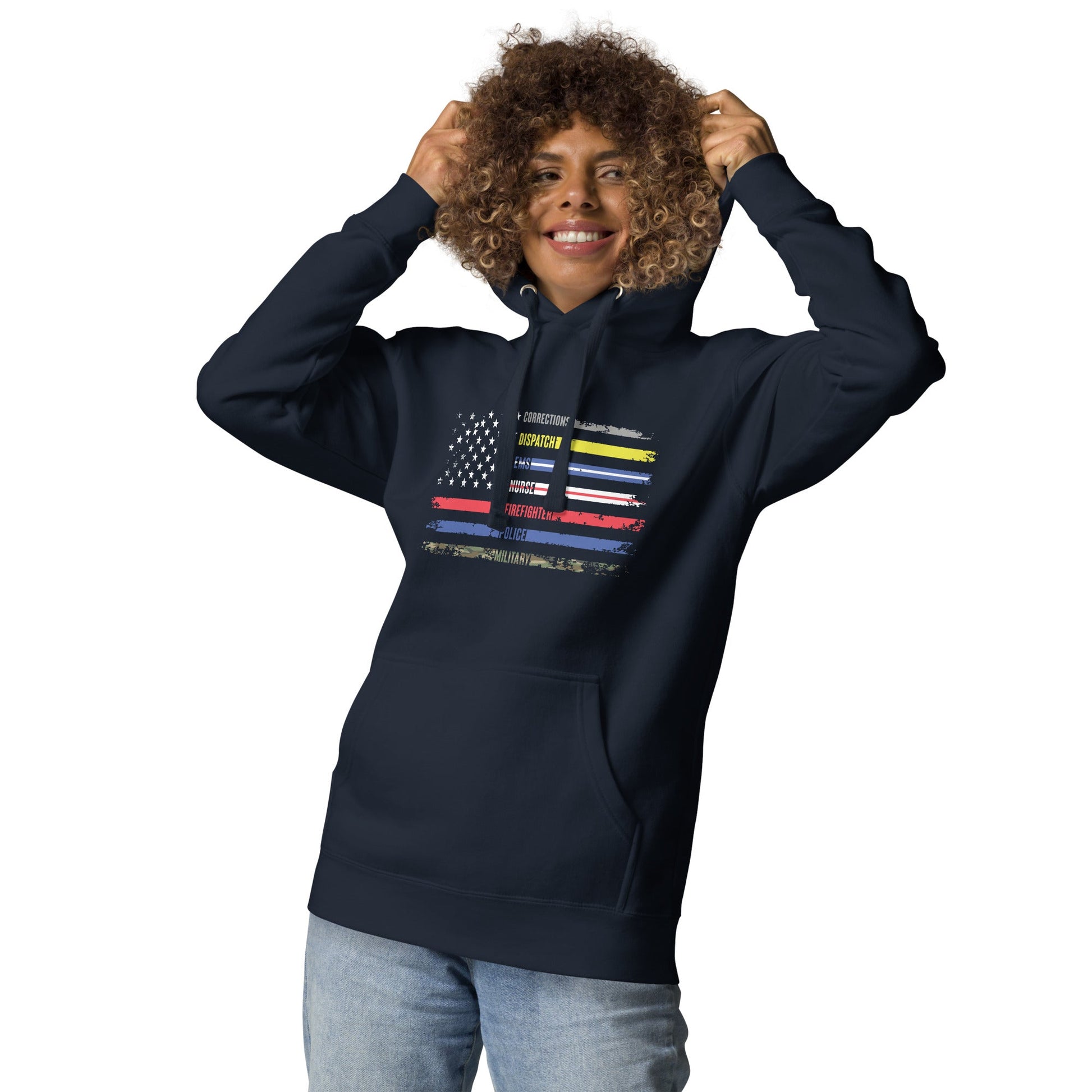 First Responders Flag Unisex Hoodie - Uniquely Included